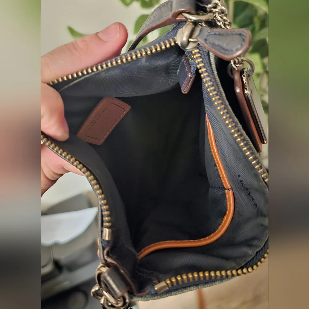 Coach Swagger Denim and Leather Swingpack with Gunmetal Hardware - Picture 8 of 12